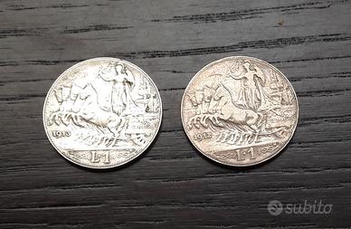 ARGENTO _ 1 lira 1912 1913 ITALIA REGNO _LEGGI