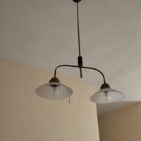lampadario in ottone due luci