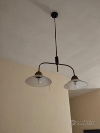 lampadario in ottone due luci