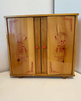 Armadio in legno per bambole Holly Hobbie Anni '70