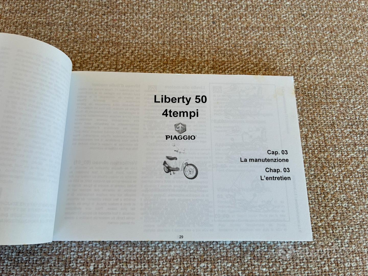 Libretto manutenzione Piaggio Liberty 50 tempi Accessori Moto