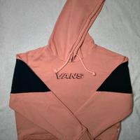 Felpa cappuccio crop rosa nera Vans taglia XS