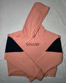 Felpa cappuccio crop rosa nera Vans taglia XS