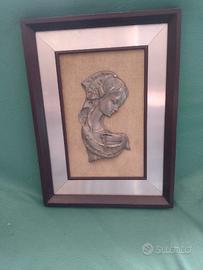 QUADRO BASSORILIEVO VINTAGE IN PELTRO