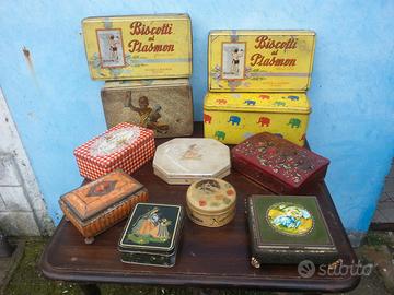 Lotto di scatole di latta vintage originali