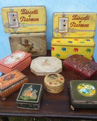 Lotto di scatole di latta vintage originali