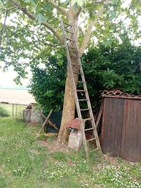 vecchia scala in legno lunga  3,85 metri