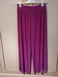 Pantaloni plissettati donna colore fucsia/ciclamin