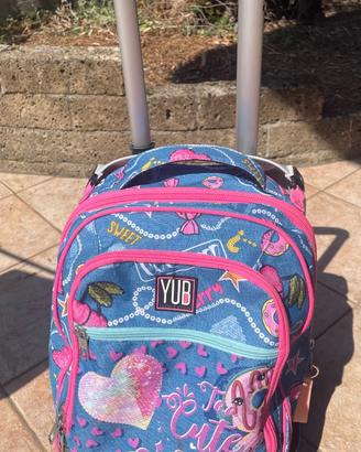 Zaino Trolley Scuola YUB (Seven) – Fucsia/Denim
