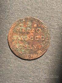 Moneta Antica Mezzo Baiocco Romano 1775-1799