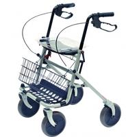 DEAMBULATORE ROLLATOR 4 RUOTE SILVER con CESTINO