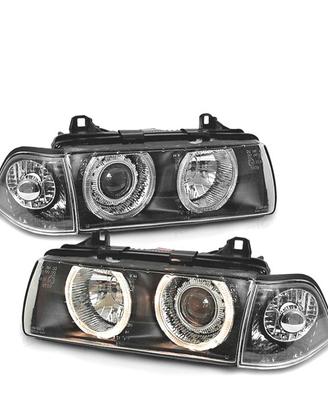 FARI BMW E36 90-99 ANGEL EYES FONDO NERO H7