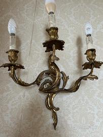 Coppia di Applique Vintage 3 Luci - Ottone Dorato