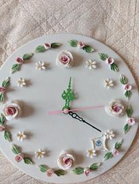 OROLOGIO DA PARETE IN CERAMICA TIPO CAPODIMONTE 