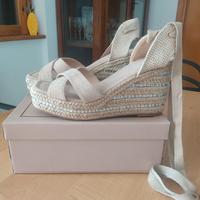 Sandali beige alla schiava tacco corda 38