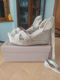 Sandali beige alla schiava tacco corda 38