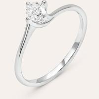 Anello solitario con diamante naturale oro bianco