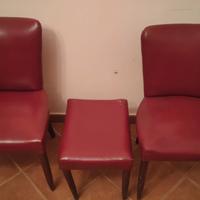 Sedie in pelle con banchetto anni 40/50 