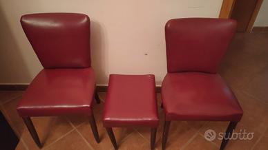 Sedie in pelle con banchetto anni 40/50 