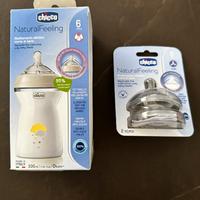 Biberon Chicco NaturalFeeling 6m+ con 3 tettarelle