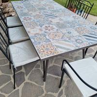 Tavolo Ferro Battuto Mosaico 160x90cm NUOVI 