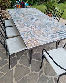 Tavolo Ferro Battuto Mosaico 160x90cm NUOVI 