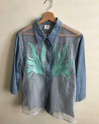 Camicia jeans con lustrini