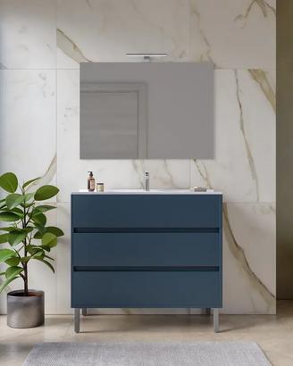 Mobile bagno a terra con lavabo e specchio