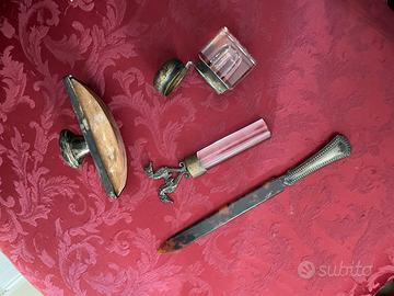 Antico set da scrivania in argento 800