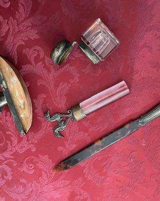 Antico set da scrivania in argento 800