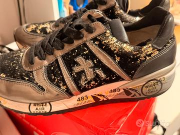 Sneakers Premiata n38 glitter nero oro
