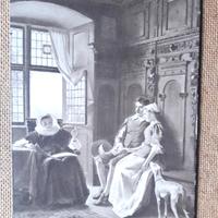 Cartolina illustrata coppia levriero insegnante