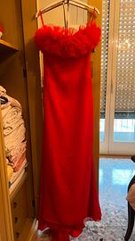 Abito cerimonia rosso a sirena Pronovias