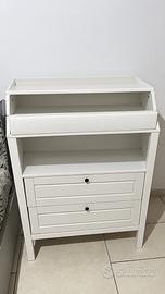 Fasciatoio con cassettiera bianco con 2 cassetti