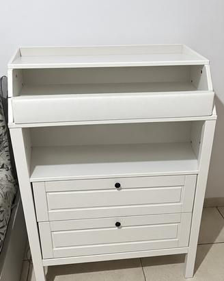 Fasciatoio con cassettiera bianco con 2 cassetti