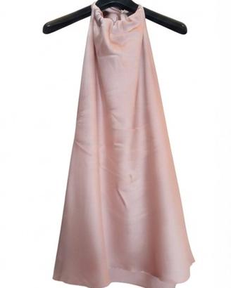 Elegante abito midi donna in morbido raso rosa