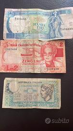 Banconote Maltesi e Lira Italiana