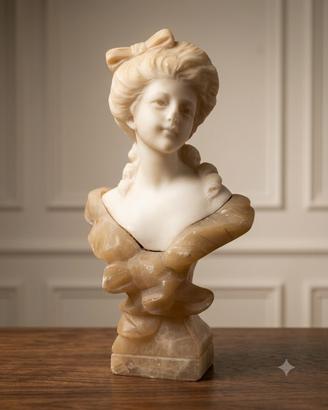 Busto vintage donna alabastro bicolore antico