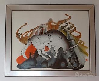 Dipinto astratto firmato Luis Guevara Moreno 