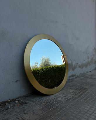 Specchio Tondo Vintage in Ottone Design '70/'80