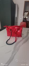 Borsa a mano rossa con paillettes