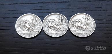 ARGENTO 2 lire 1914 1915 1916 ITALIA REGNO _LEGGI