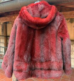 Pelliccia Visone pelli intere Rosso cappuccio