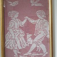 Quadro in filet uncinetto anni '80.