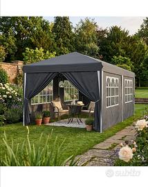 Gazebo 3x6 Con Pareti Laterali Finestre E Porte 