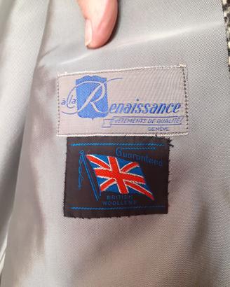 Cappotto in lana spigato bianco e nero XXL uomo