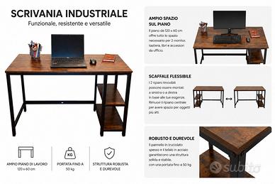 Scrivania industriale 120x60