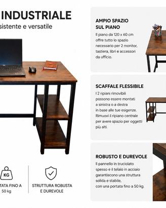 Scrivania industriale 120x60
