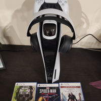 PlayStation 5 disc +cuffie+base ricarica+3 giochi