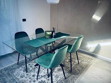 Tavolo cristallo + 4 sedie